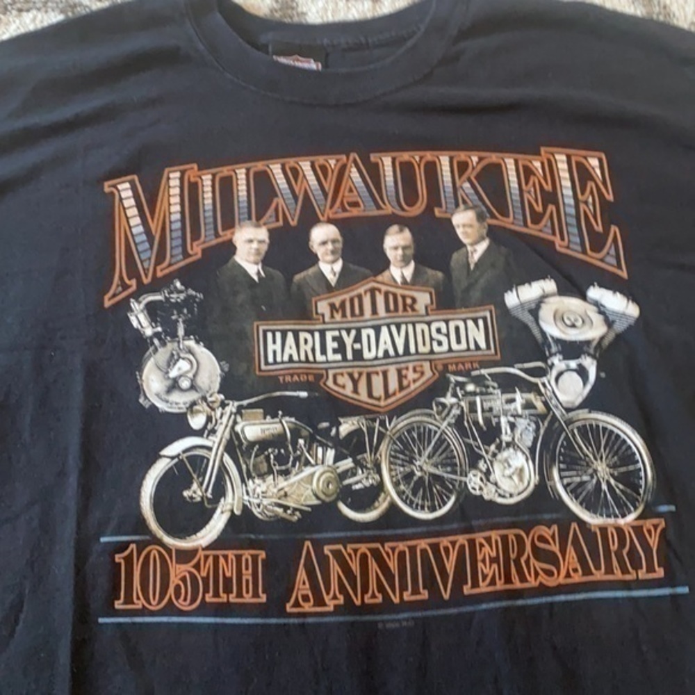 Harley-Davidson Milwaukee 105th Anniversary Black Graphic T-Shirt XL - Picture 3 of 7